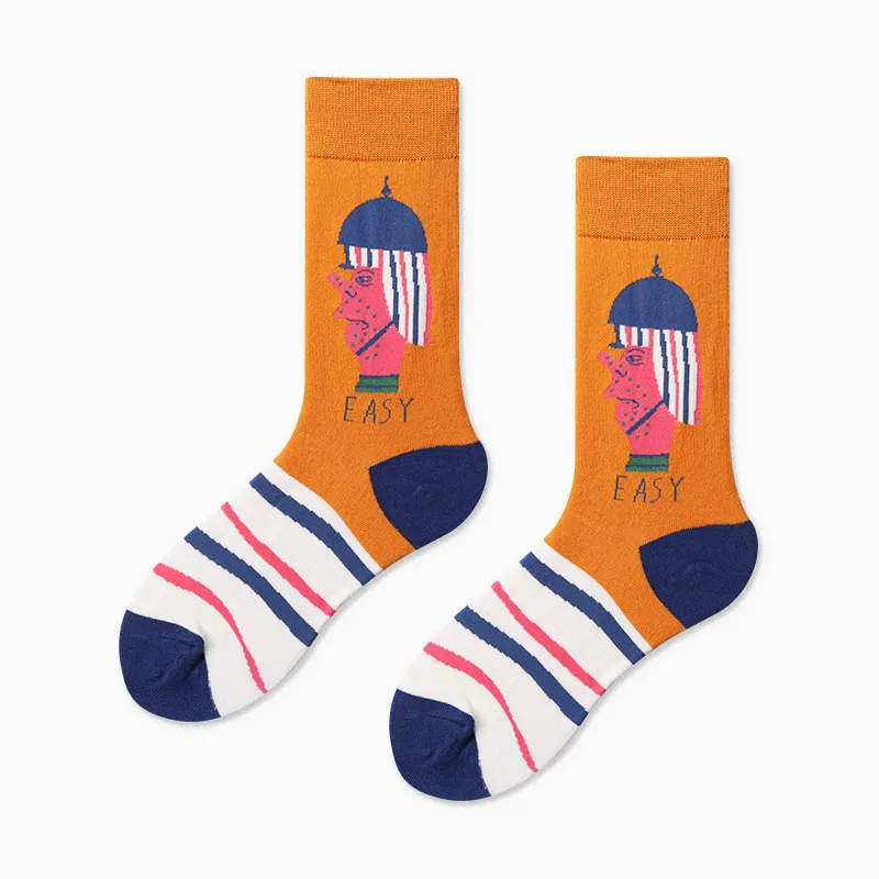 Xianghui Custom Unisex Funny Pattern Jacquard Tube Cotton Crew Happy Socks