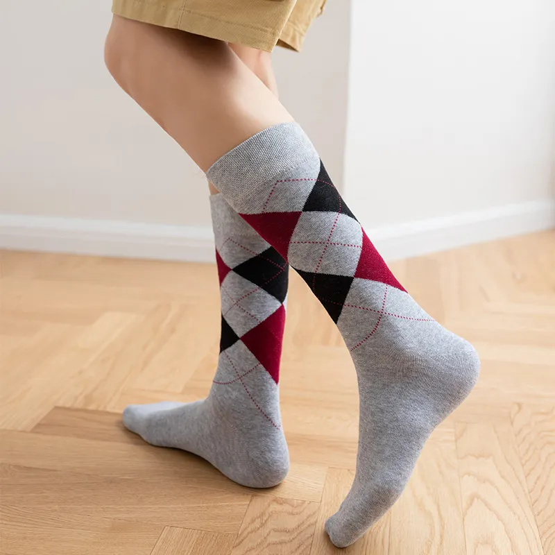 Xianghui Compression Argyle Merino Wool Men Dress Diamond Socks