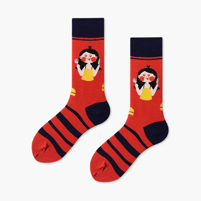Xianghui Custom Unisex Funny Pattern Jacquard Tube Cotton Crew Happy Socks