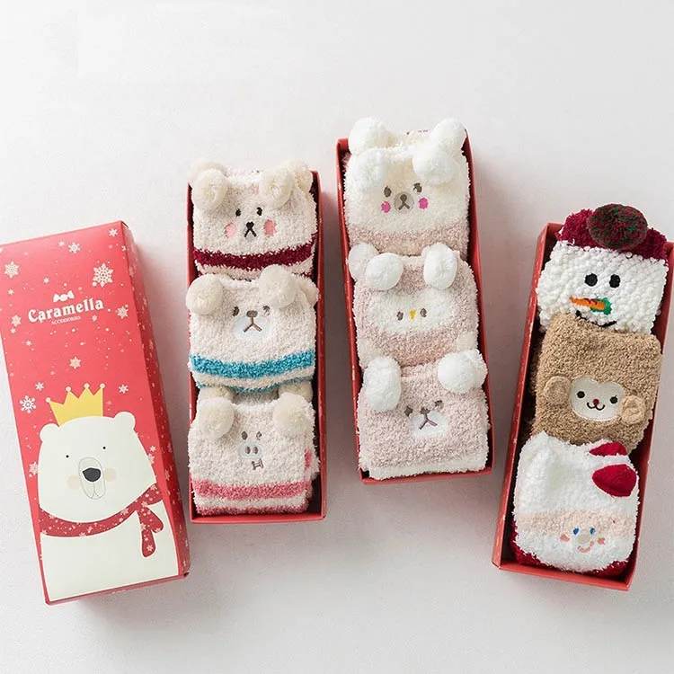 Xianghui Children's Christmas Plush Thick Gift Kids Warm Socks
