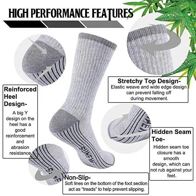 Xianghui Bamboo Socks Soft Athletic Hiking Crew Cushioned Dress Casual Socks