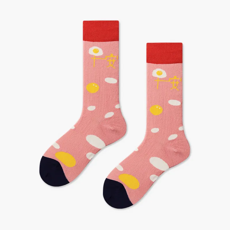 Xianghui Custom Unisex Funny Pattern Jacquard Tube Cotton Crew Happy Socks