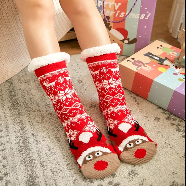 Xianghui Coral Fleece Floor Adult Yarn Autumn Winter Warm Home Pregnant Socks