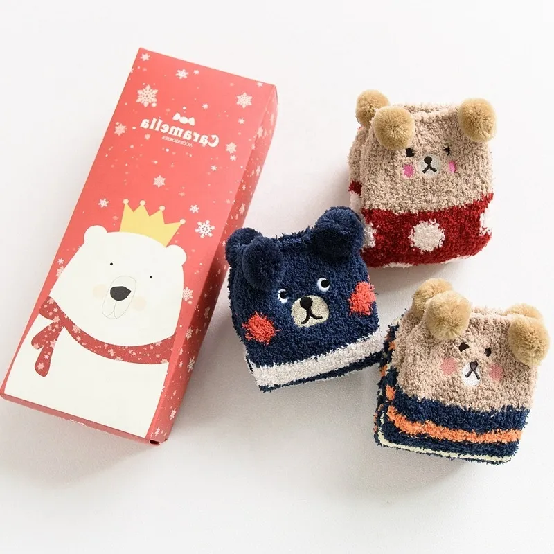 Xianghui Children's Christmas Plush Thick Gift Kids Warm Socks