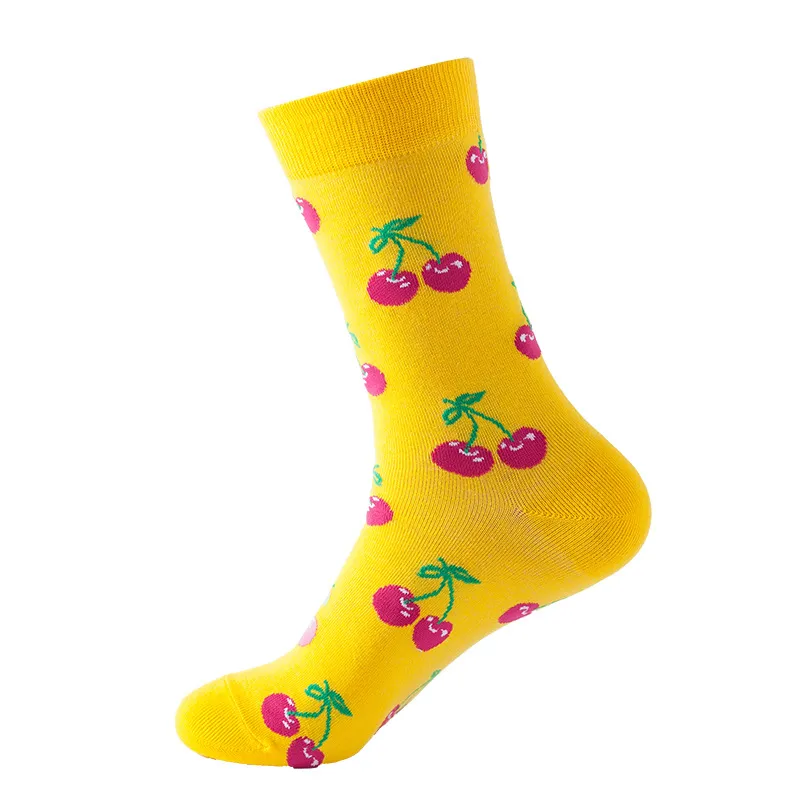 Xianghui Cotton Lemon Strawberry Patterned Colorful Style Fashion Casual Socks