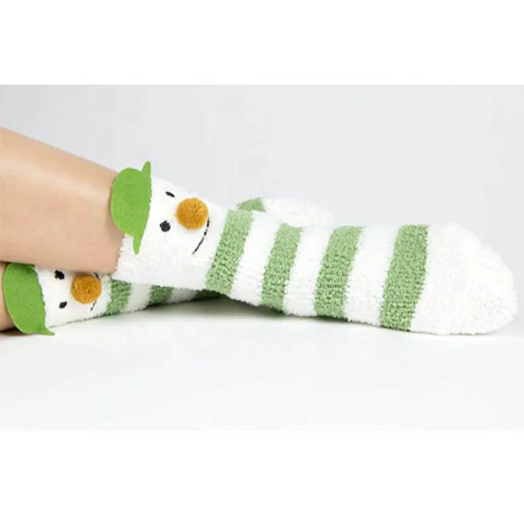 Xianghui Womens Lovely Snowman Snow Pattern Thick Terry Floor Socks