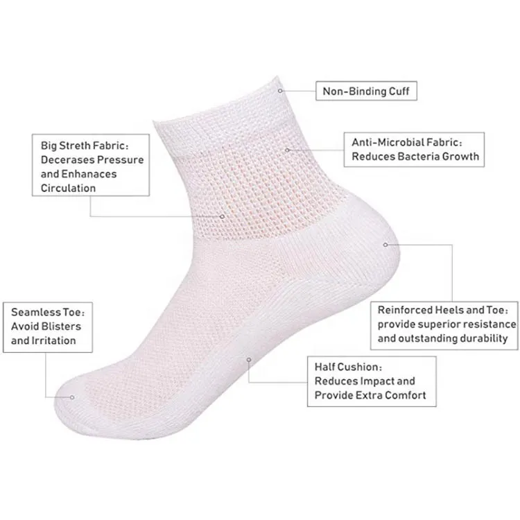 Xianghui Bamboo Diabetic Half Cushion Non-Binding Quarter Socks