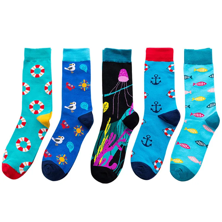Xianghui Unisex Custom Logo Packaging Happy Socks Men Colorful Socks