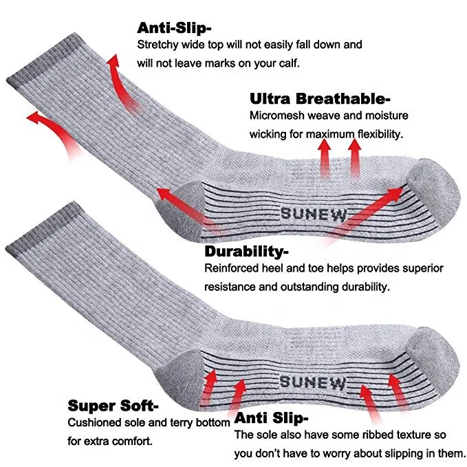 Xianghui Bamboo Socks Soft Athletic Hiking Crew Cushioned Dress Casual Socks