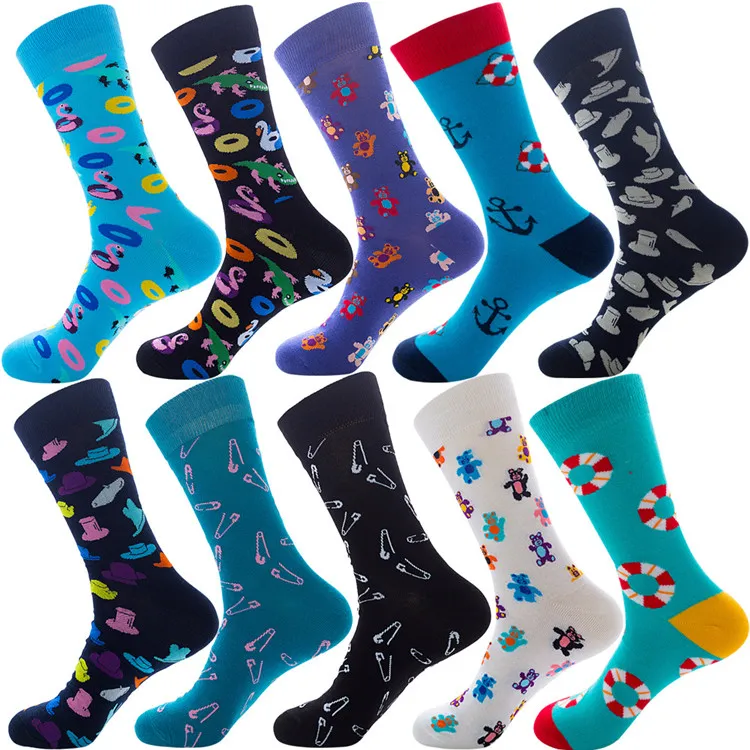 Xianghui Unisex Custom Logo Packaging Happy Socks Men Colorful Socks