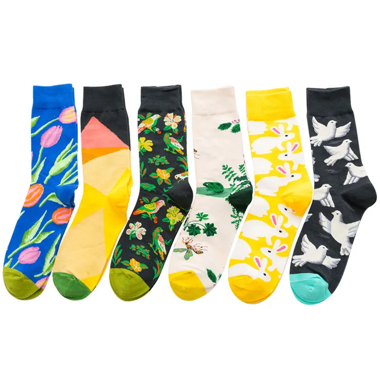 Xianghui Unisex Custom Logo Packaging Happy Socks Men Colorful Socks