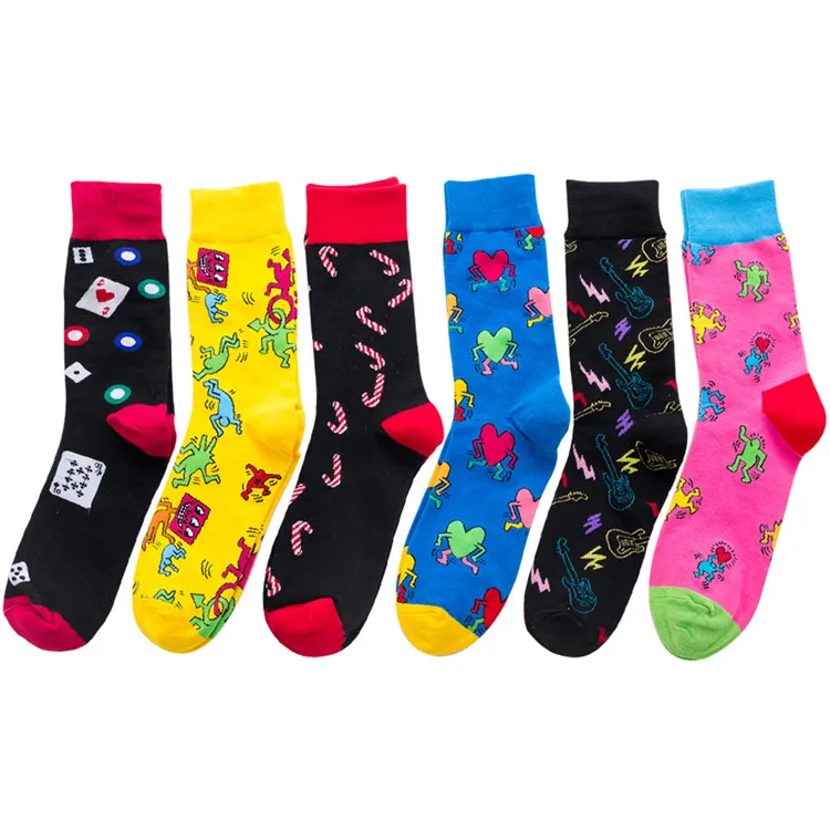 Xianghui Unisex Custom Logo Packaging Happy Socks Men Colorful Socks