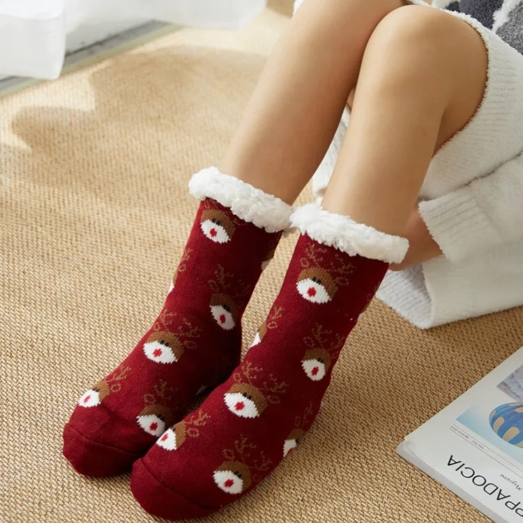 Xianghui Coral Fleece Floor Adult Yarn Autumn Winter Warm Home Pregnant Socks