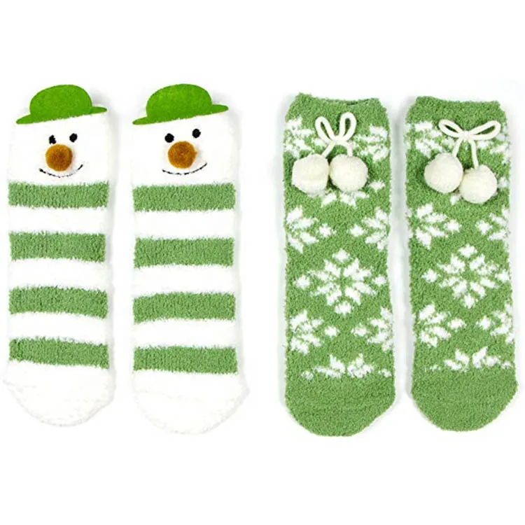 Xianghui Womens Lovely Snowman Snow Pattern Thick Terry Floor Socks