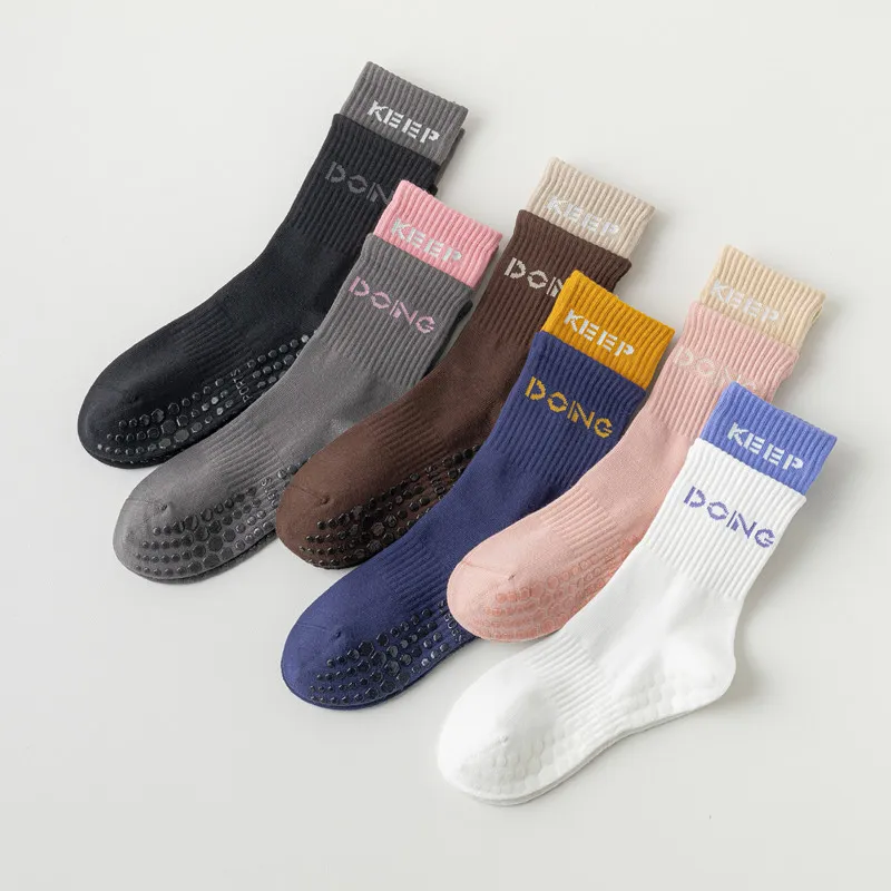 Xianghui Double Ribbed Socks Sports Running Non-Slip PVC Sole Stockings