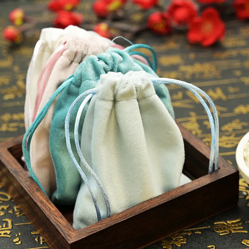 Xianghui Thickened Velvet Drawstring Bag Glossy Velvet Pouch Super Soft Drawstring Sack Jewelry Packaging Bag Multi Color Option
