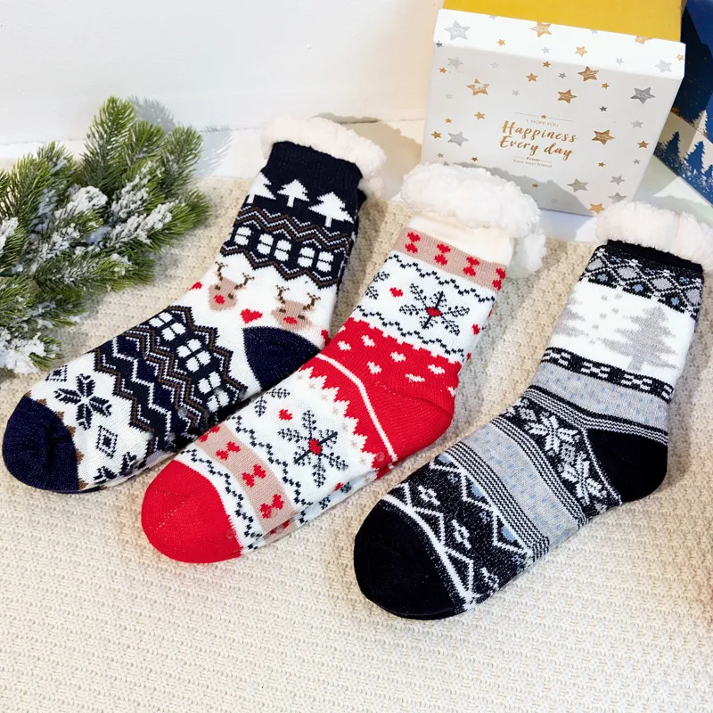 Xianghui Cheap Custom Logo Patterns Thick Slipper Winter Warm Christmas Socks