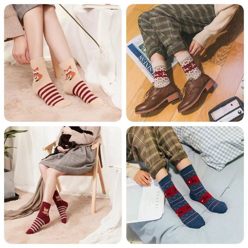 Xianghui Boxed Christmas Autumn and Winter Wool Socks Thickened Warm Crew Socks
