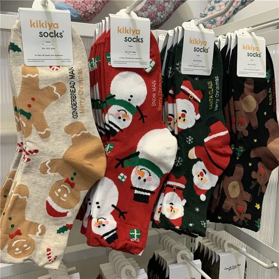 Xianghui Kikiyasocks Women's Cartoon Christmas Socks Santa Snowman Crew Socks