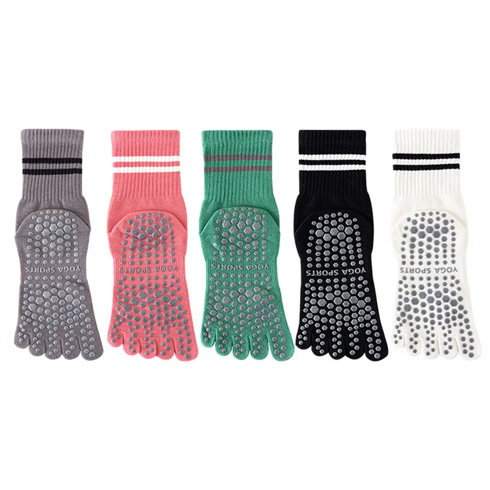 Xianghui Pilates Professional Cotton Women Non -Slip Silicone Toe Yoga Sports Socks