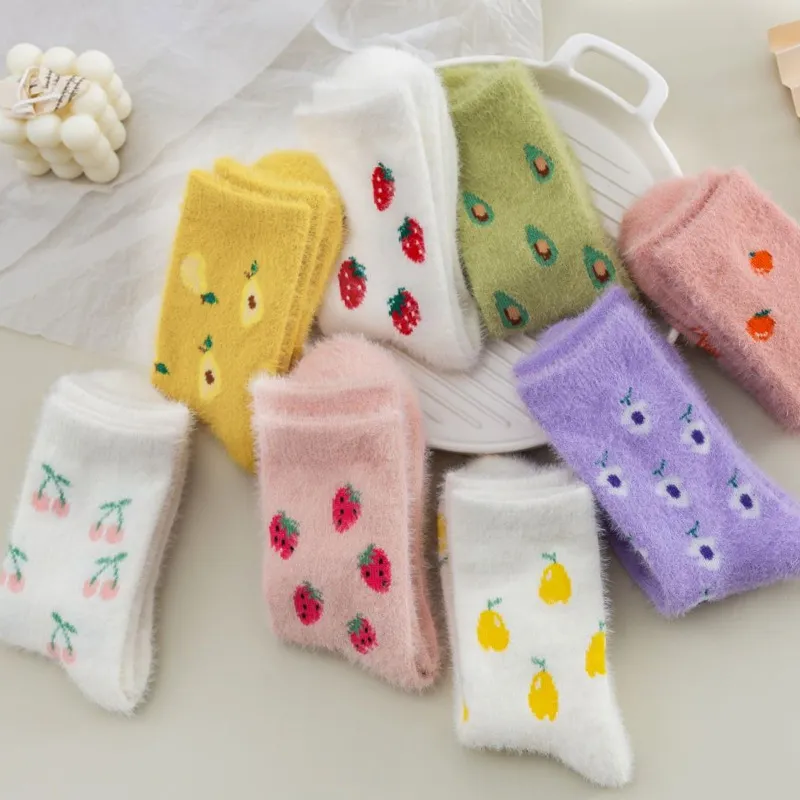 Xianghui Colorful Cotton Fruits Pattern Women Young Girls Tube Socks