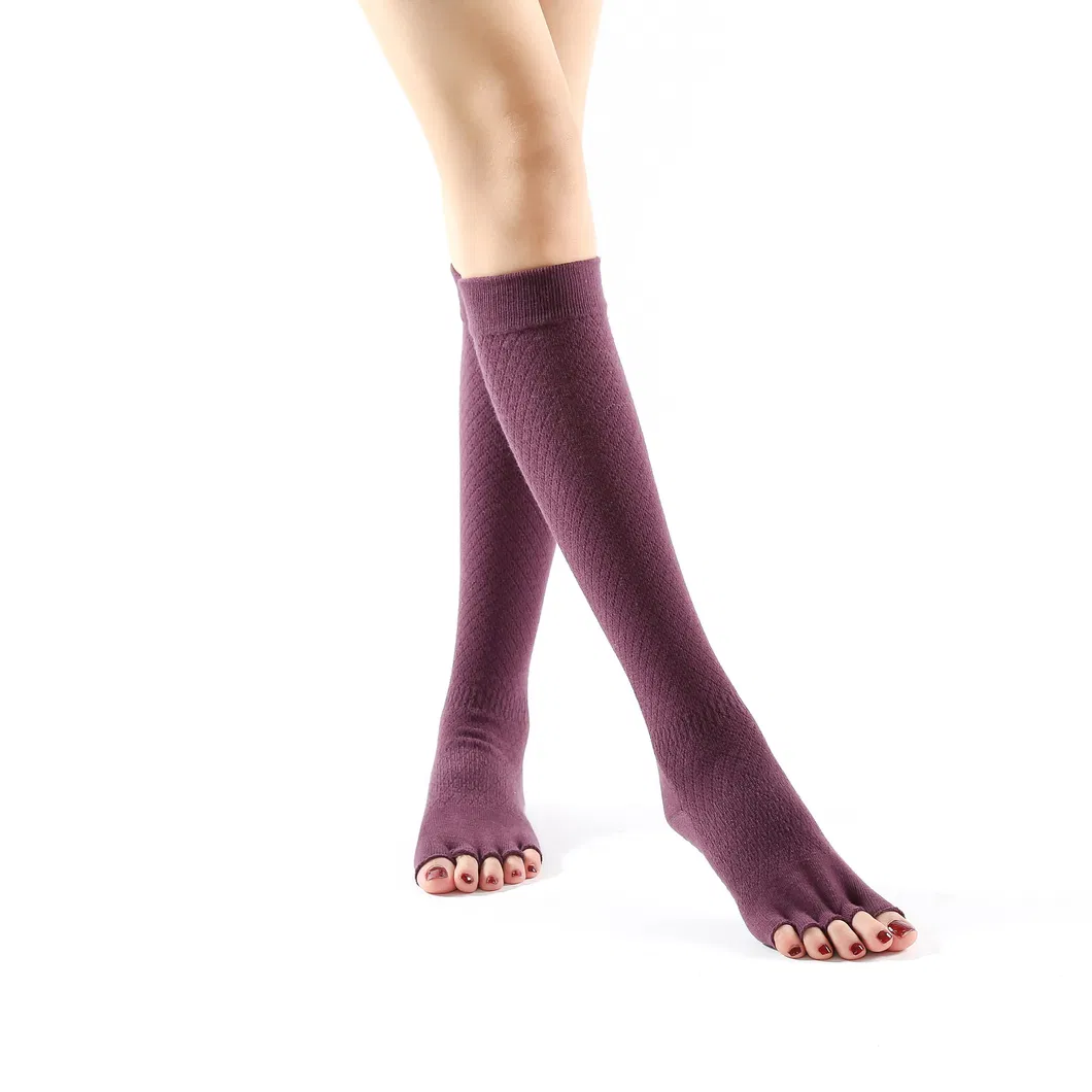 Xianghui Full Finger Peep Toe Knee Highs Non Slip Dance Yoga Socks
