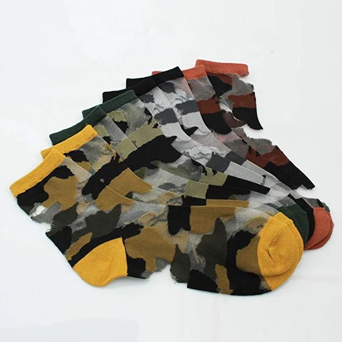 Xianghui Women's Novelty Lace Through Camouflage Pattern Ankle Sock