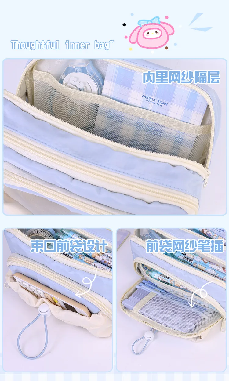 Wholesale School Supplies Pencil Case for School Pen Bags Zipper Pencil Pouch Custom Logo Cloth Pencil Bag