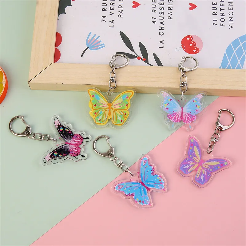 Xianghui Fashion Beautiful Colorful Butterfly Patterns Custom Acrylic Keychain