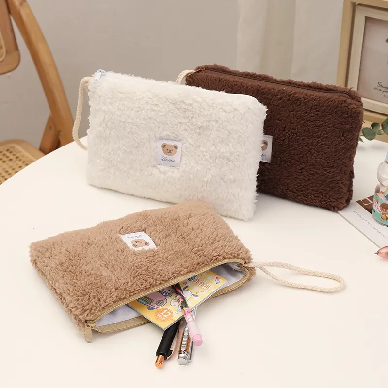 Portable Plush Large Capacity Internet Celebrity Multi Functional Cute Little Bear Girl High Beauty Pencil Bag