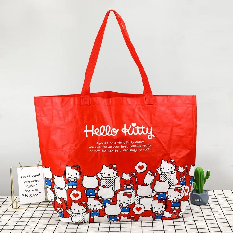Xianghui Printed Film Bag Cartoon Printable Hand Woven Bag Thickened Waterproof Plastic Shopping Bag