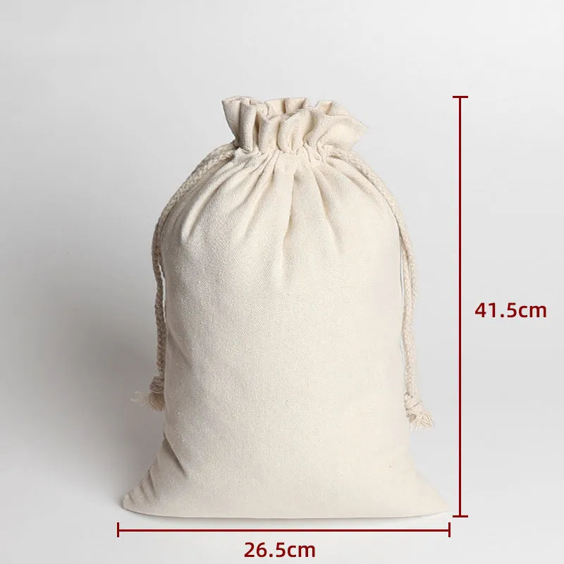 Xianghui Eco Friendly Organic Cotton Linen Logo Customized Canvas Bags Fabric Drawstring Gift Bags