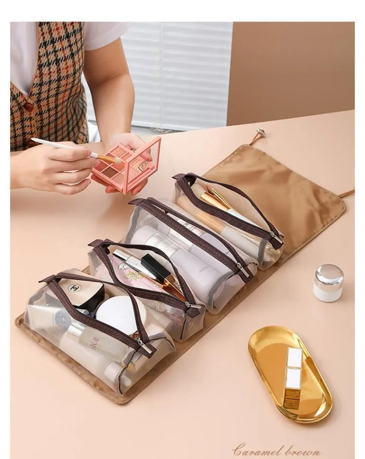 Xianghui Detachable 4-in-1 Makeup Multi-Functional Simple Travel Portable Folding Cosmetics Storage Toiletry Bag