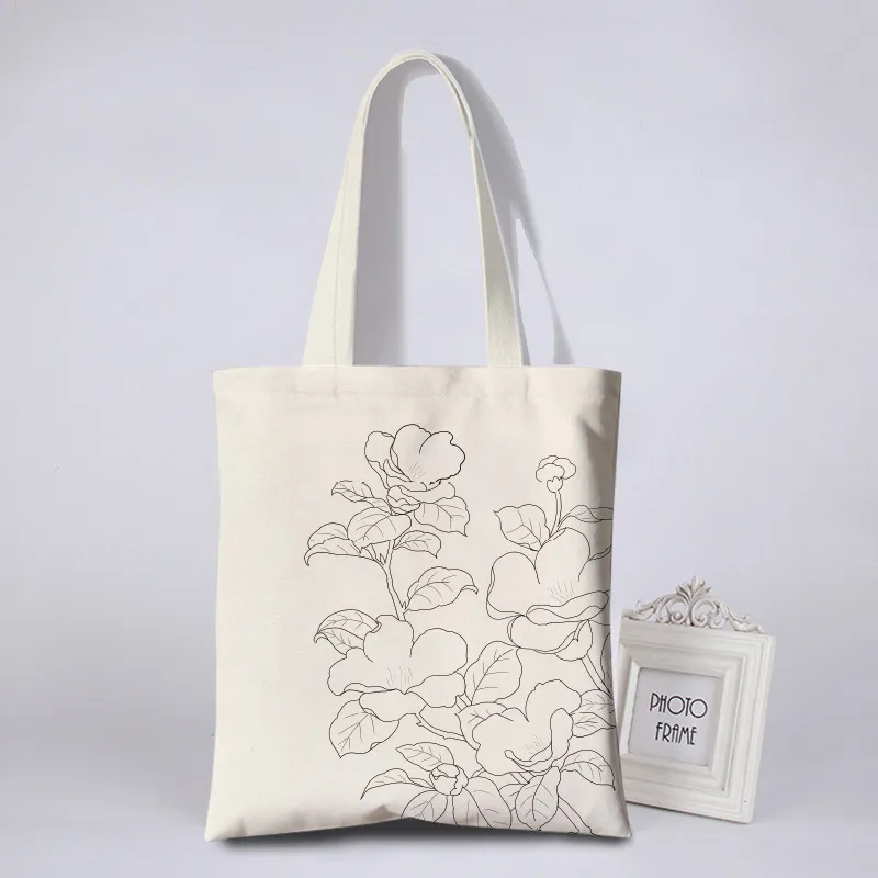 Custom Logo Printed Eco Friendly Large Plain Reusable Organic Shopping Tote Bag Cotton Canvas Bag with Pocket