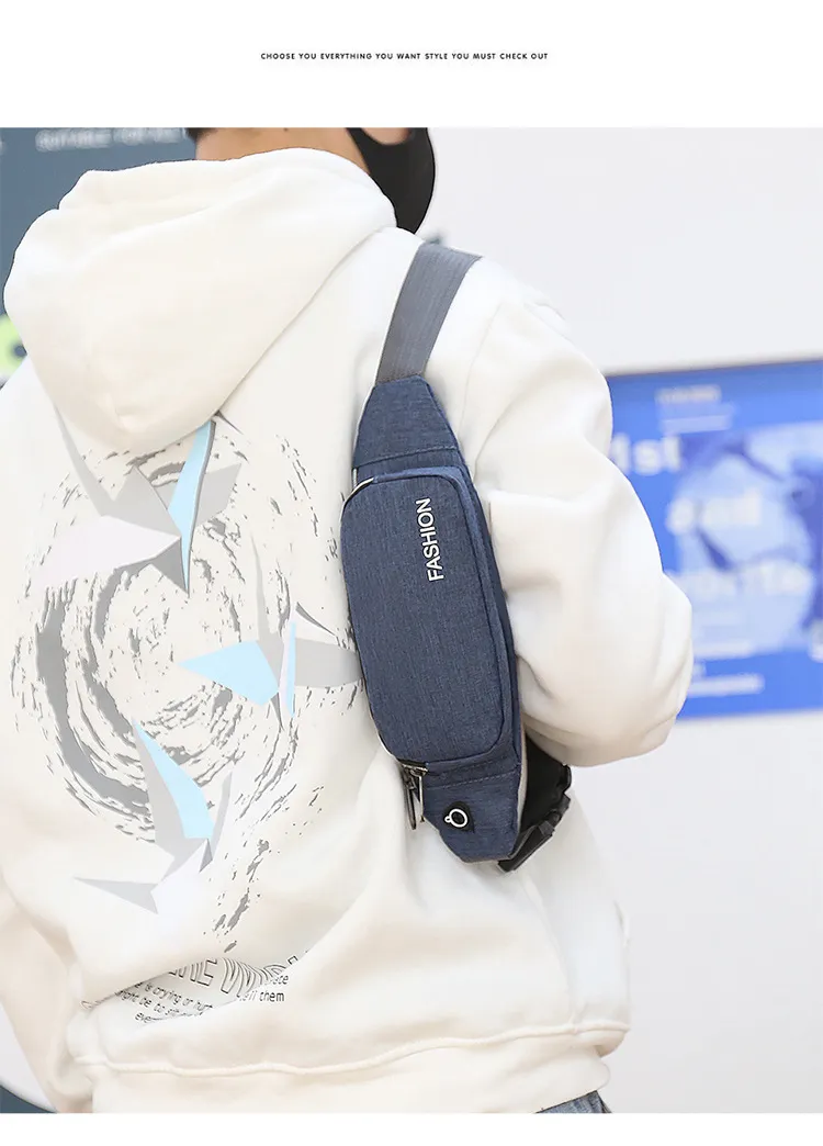 Lightweight Nylon Waist Pack Unisex Fashion Mini Belt Bag with Zipper Closure Waterproof Logo Pattern Bag Design for Travel