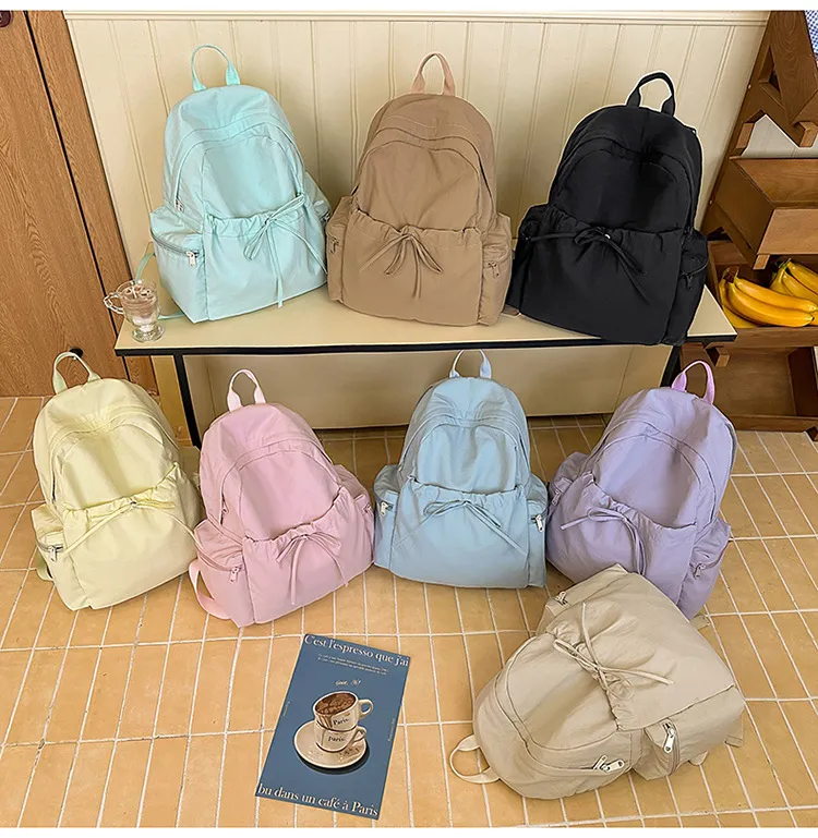 Xianghui Japanese Ins Sweet Style Bow Lightweight Small Backpack High Appearance Fresh Little Fairy Shopping Travel Backpack