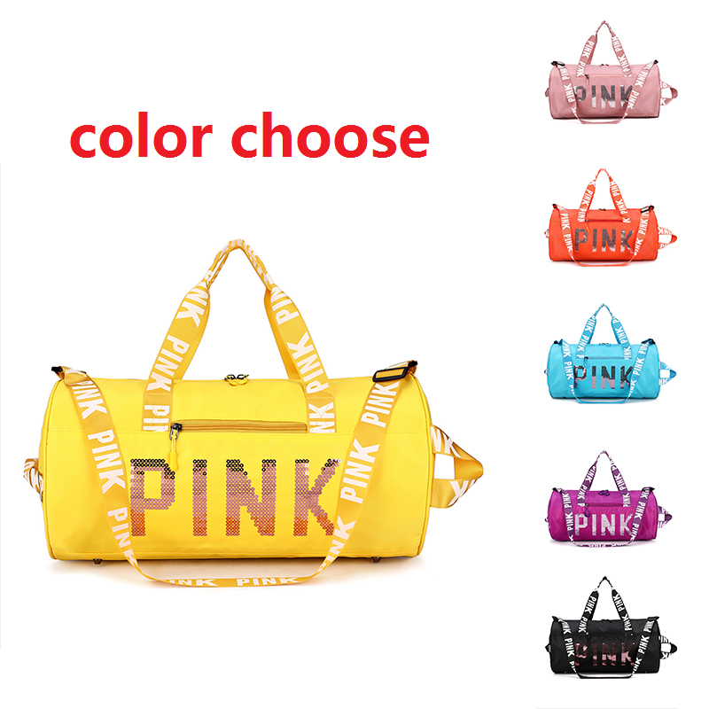 Xianghui Large Pink Duffle Bags Shoulder Gym Sports Bag Nylon Waterproof Bag