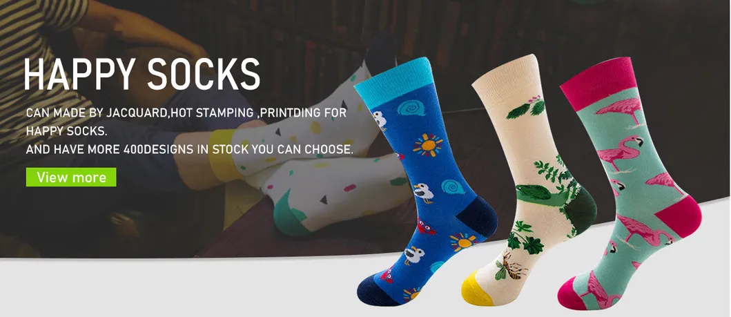 Xianghui Carton Men Unisex Happy Custom Logo Jacquard Funny Women Crew Socks