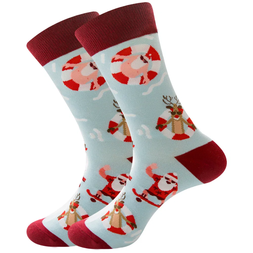 Xianghui Custom Wholesale Autumn Winter Fashion Amazon Santa Elk Christmas Socks