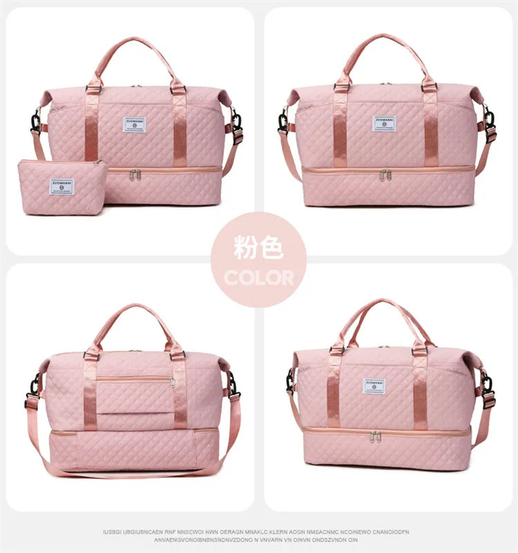 Xianghui Large Capacity Travel Bag Women Short Trip Convenient Luggage Bag Storage Wet Dry Separate Sports Gym Tote
