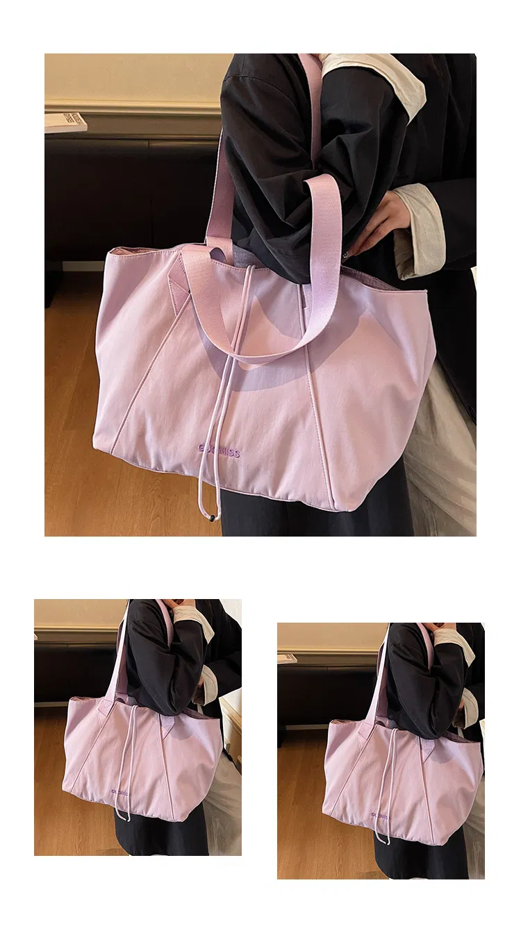 Xianghui Drawstring Simple Gym Training Bag Lightweight Breathable Handheld Travel Bag Women Korean Style Commute Versatile Yoga Sports Bag