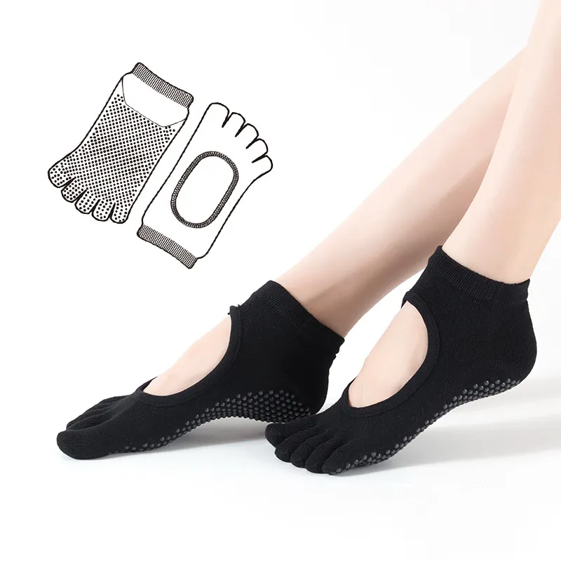 Xianghui Five Finger Yoga Socks Non-Slip Hole Split Toe Pilates Dance Beginners Socks