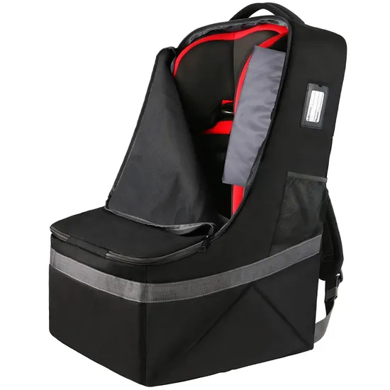 Heavy-Duty Black Car Seat Travel Bag Padded Airplane Car Seat Cover with Shoulder Strap for Airport Travel