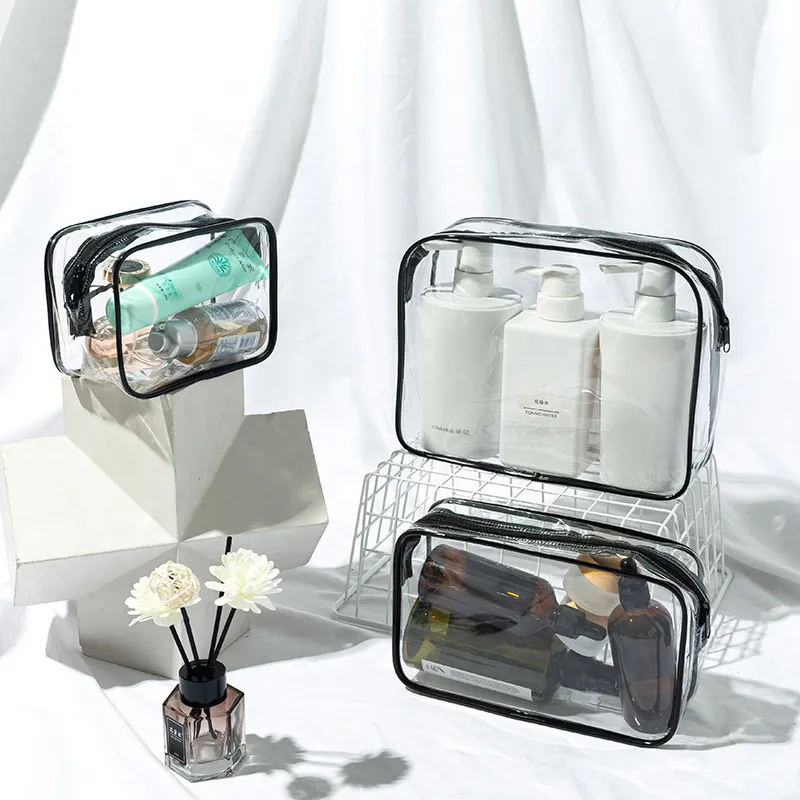 Xianghui OEM Transparent Make up Window PU PVC Cosmetic Bag Waterproof Travel Beauty Makeup Bag