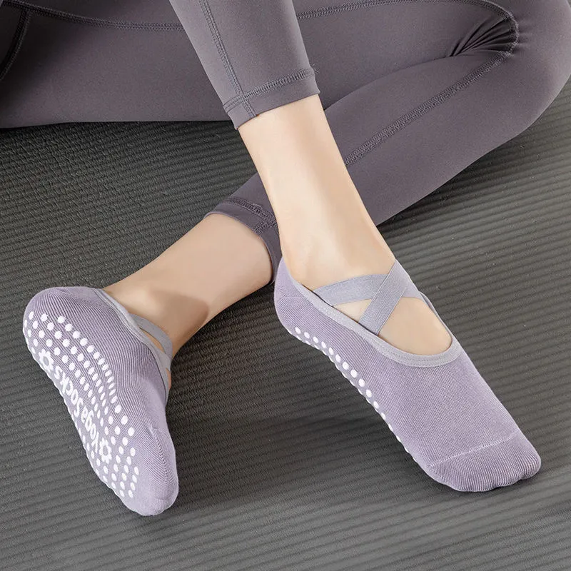 Xianghui Cross Strap Indoor Special Floor Anti Slip Sports Fitness Dance Yoga Socks