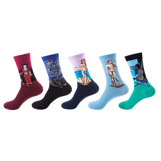Xianghui Womens Famous Painting Art Printed Funny Novelty Casual Cotton Crew Socks