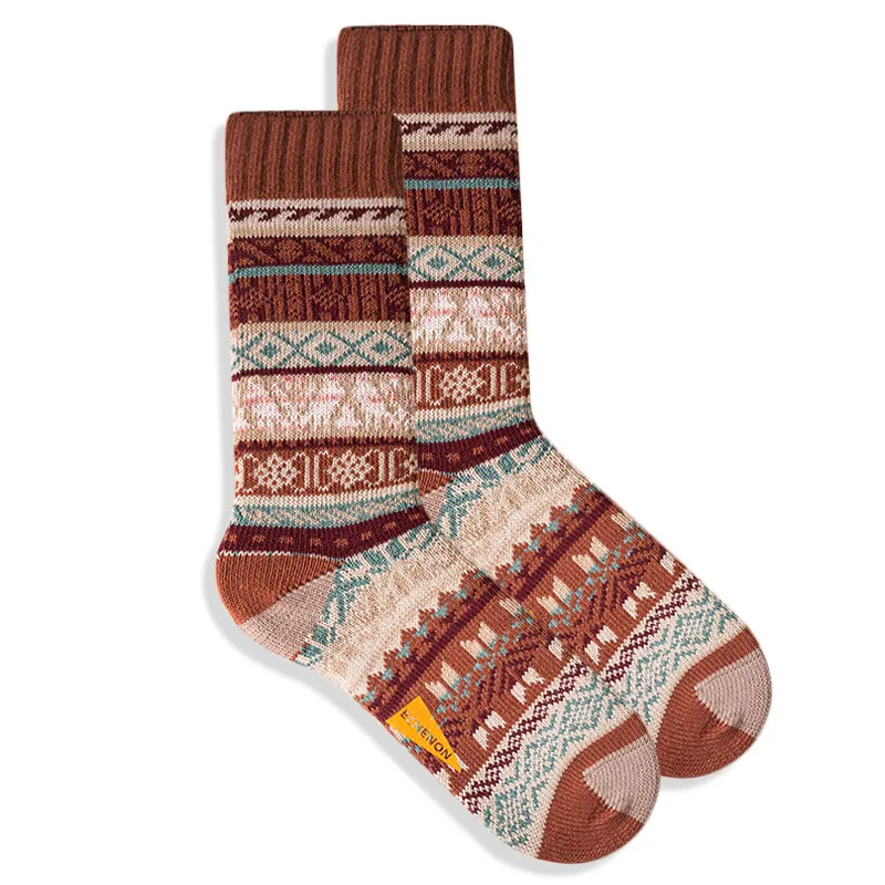 Xianghui Wholesale Novelty Quality Thick Winter Crew Jacquard Happy Socks for Men