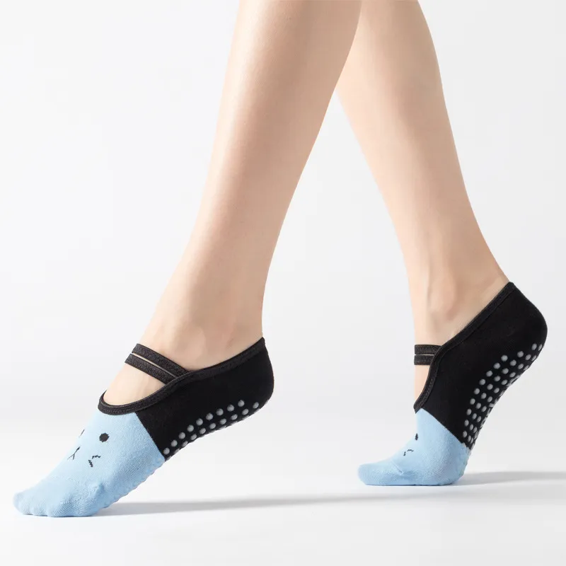 Xianghui Yoga Socks Cotton Cartoon Lace-up Ankle Non-Slip Sports Socks