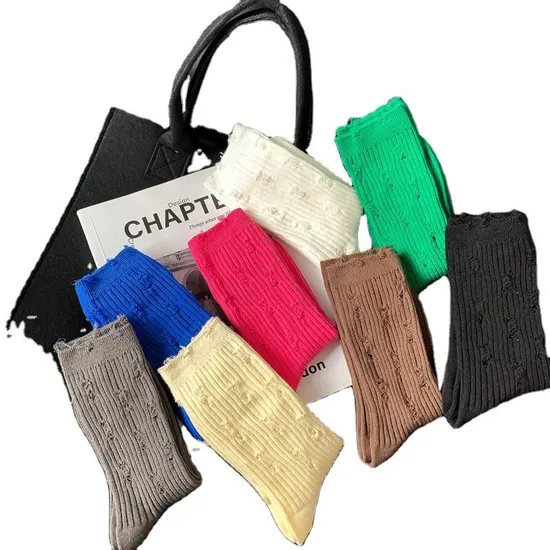 Xianghui Wholesale Women Custom Cotton Crew Socks Girls Cotton Knit Tube Socks
