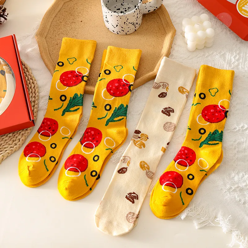 Xianghui Unique fashion Colors Sports Happy Food Pizza Socks of Couple Gift Box